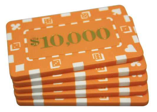 5PCS RECTANGULAR PLAQUES ORANGE $10K DENOMINATION MRCpoker