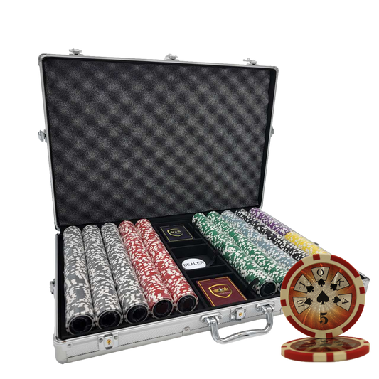 1000 PCS 14g Laser Graphic High Roller Poker Set with Silver Aluminum Case MRCpoker