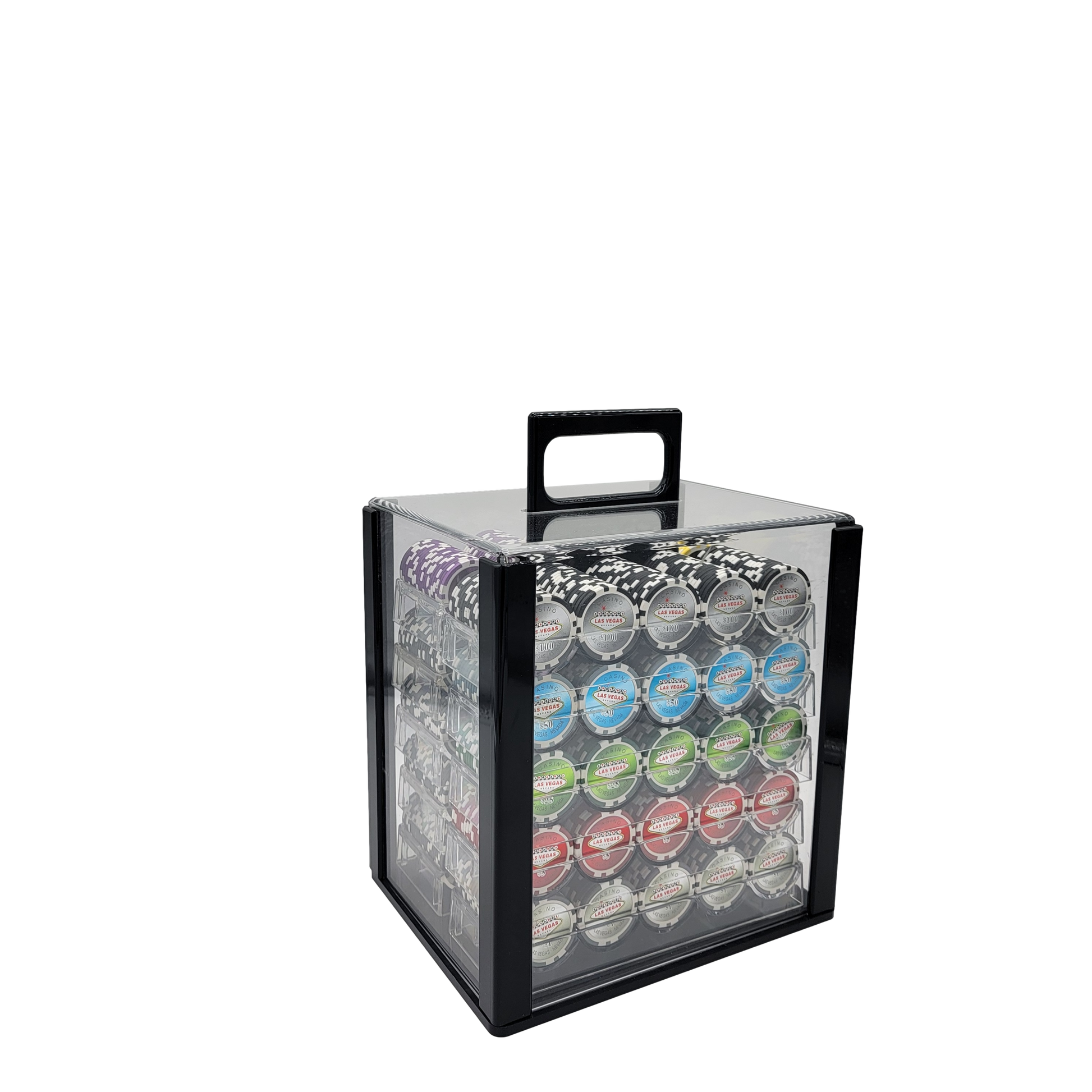 1000 PCS 14g Laser Graphic Las Vegas Poker Set with Acrylic Case MRCpoker