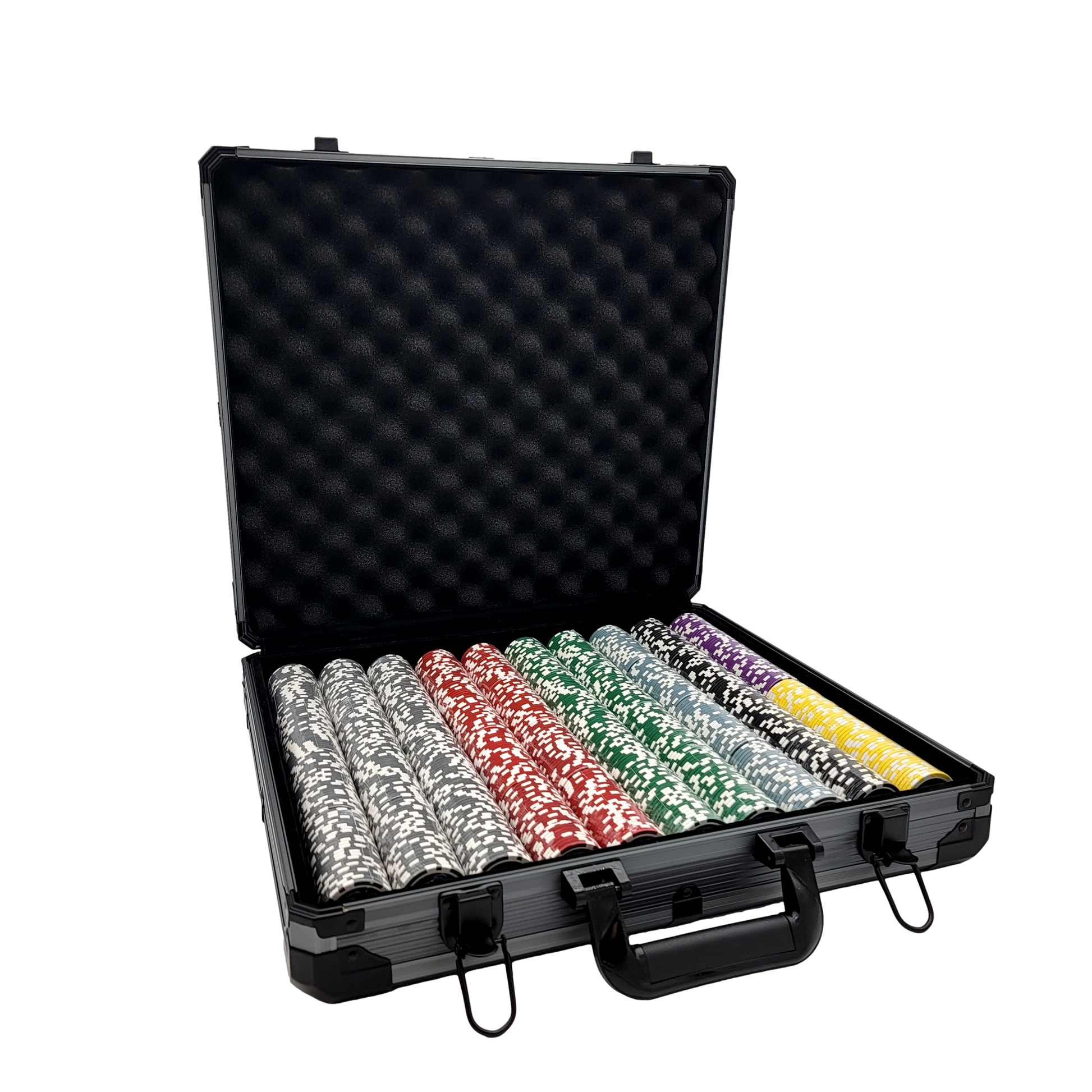 1000 PCS 14g Laser Graphic Las Vegas Poker Set with Black Aluminum Case MRCpoker