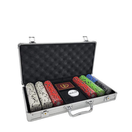 300 PCS 14g Prestige Pro Printing Poker Chips Set with Silver Aluminum Case MRCpoker