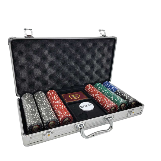 300 PCS 13.5g Skull Poker Chips Set with Silver Aluminum Case MRCpoker