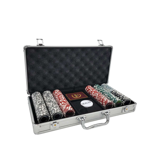 300 PCS 14g Laser Graphic Las Vegas Poker Set with Silver Aluminum Case MRCpoker