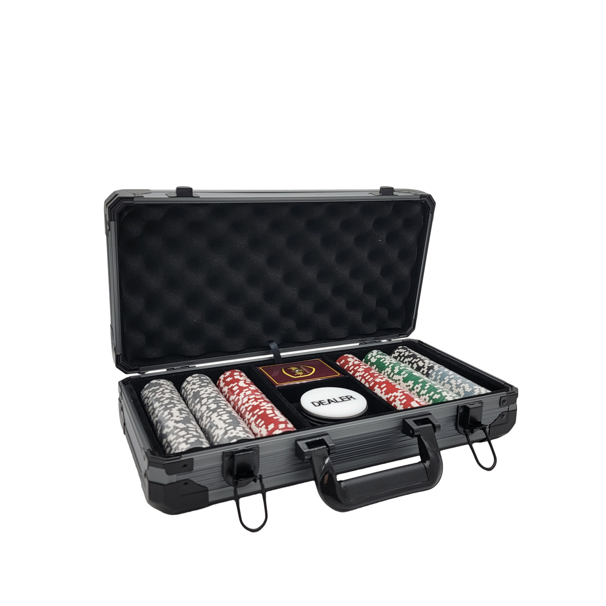 300 PCS 14g Laser Graphic Las Vegas Poker Set with Black Aluminum Case MRCpoker
