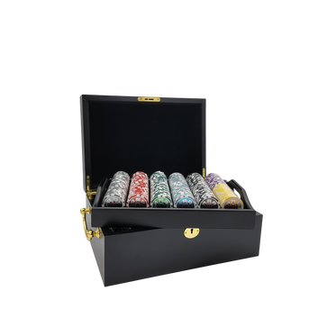 500 PCS 14g Laser Graphic High Roller Poker Set with Mahogany Case MRCpoker