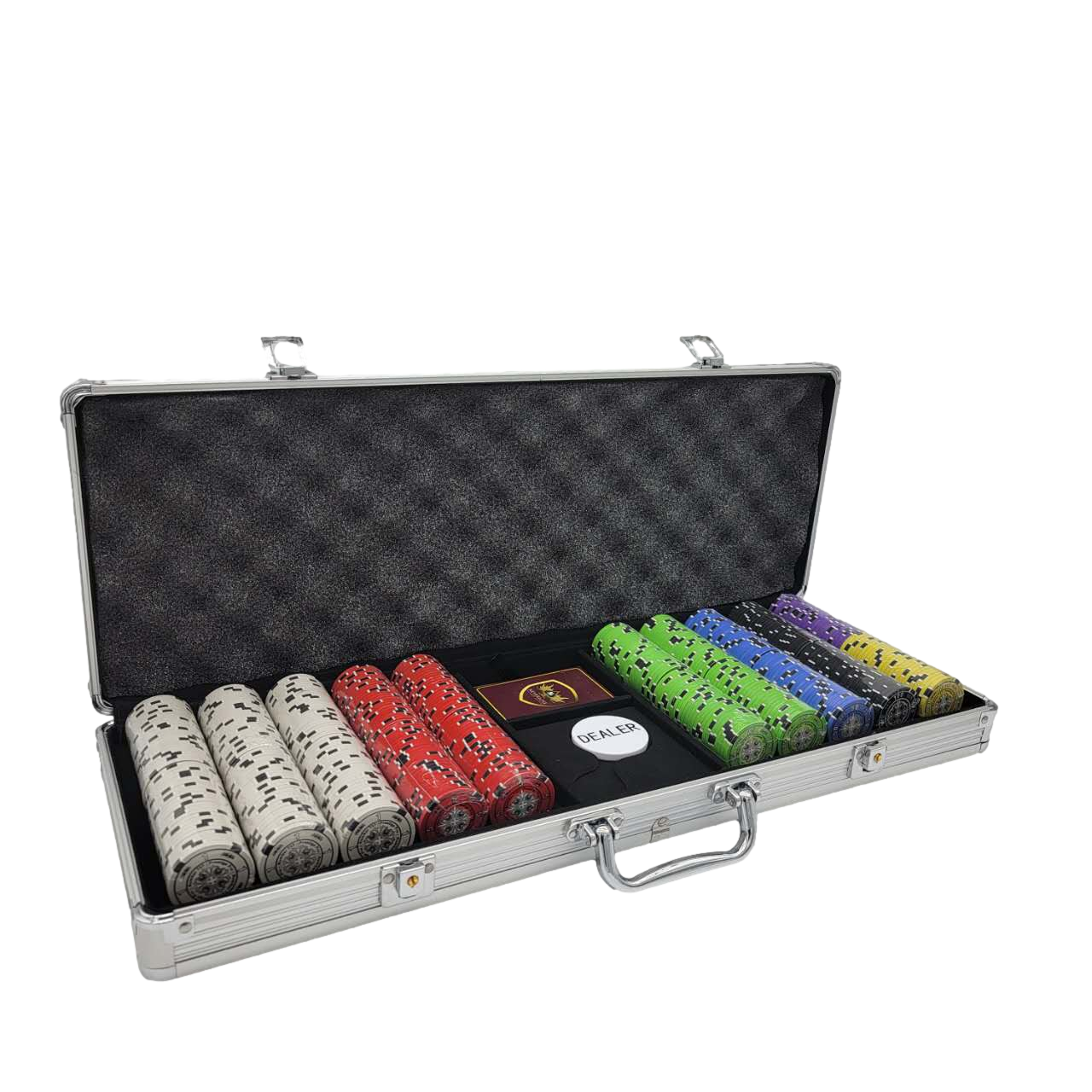 500 PCS 14g Prestige Pro Printing Poker Chips Set with Silver Aluminum Case MRCpoker