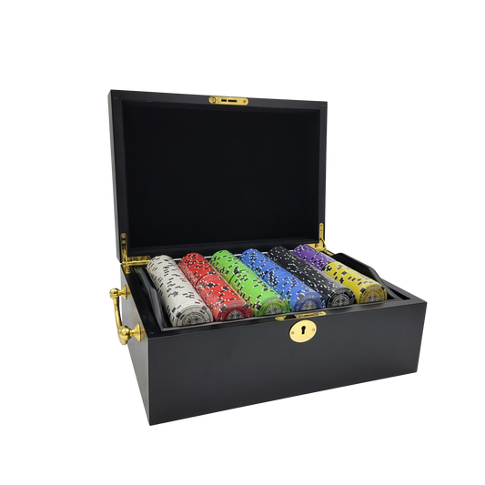 500 PCS 14g Prestige Pro Printing Poker Chips Set with Mahogany Case MRCpoker