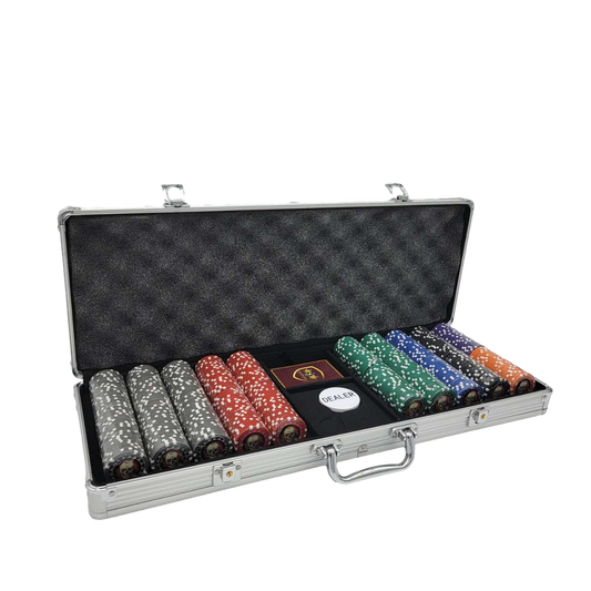 500 PCS 13.5g Skull Poker Chips Set with Silver Aluminum Case MRCpoker