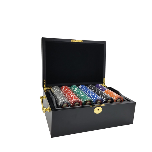 500 PCS 13.5g Skull Poker Chips Set with Mahogany Case MRCpoker