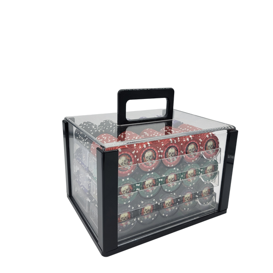 600 PCS 13.5g Skull Poker Chips Set with High-end Acrylic Case and Chip Trays MRCpoker