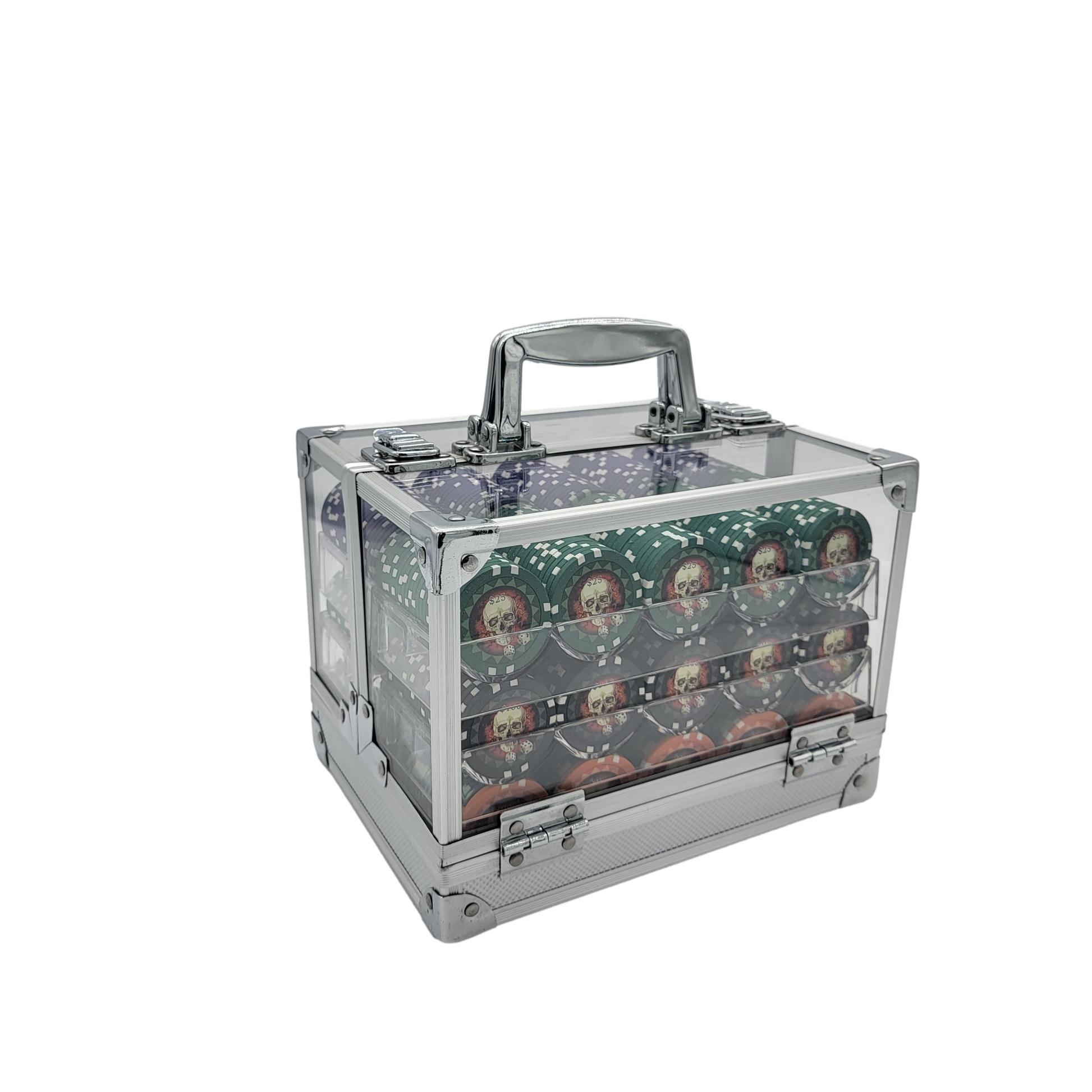 600 PCS 13.5g Skull Poker Chips Set with Acrylic Case and Chip Trays MRCpoker