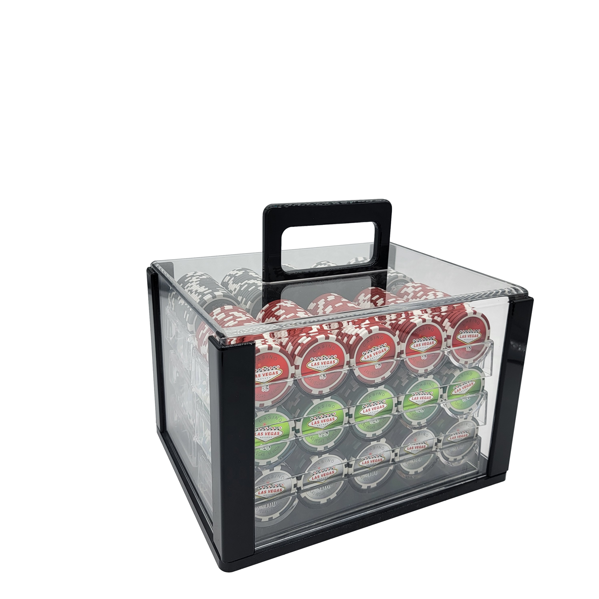 600 PCS 14g Laser Graphic Las Vegas Poker Set with High-end Acrylic Case and Chip Trays MRCpoker