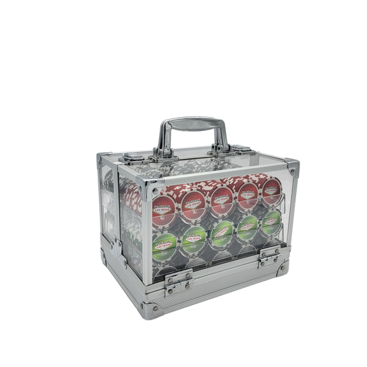 600 PCS 14g Laser Graphic Las Vegas Poker Set with Acrylic Case and Chip Trays MRCpoker