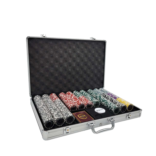 650 PCS 14g Laser Graphic High Roller Poker Set with Silver Aluminum Case MRCpoker