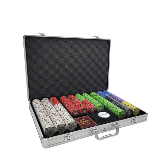 650 PCS 14g Prestige Pro Printing Poker Chips Set with Silver Aluminum Case MRCpoker