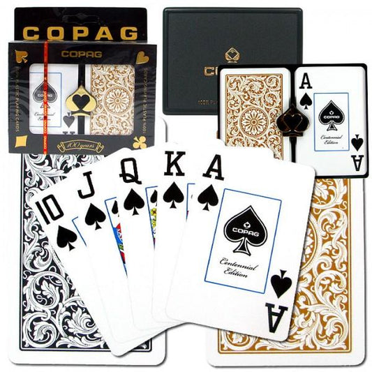 COPAG 1546 POKER SIZE GOLD/BLACK JUMBO INDEX PLASTIC PLAYING CARDS MRCpoker