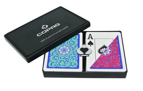 COPAG 1546 NEOTERIC 100% PLASTIC PLAYING CARDS - POKER SIZE JUMBO INDEX GREEN/RED DOUBLE DECK SET MRCpoker