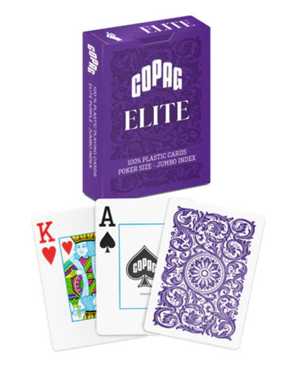 COPAG ELITE 100% PLASTIC PLAYING CARDS - POKER SIZE JUMBO INDEX PURPLE SINGLE DECK MRCpoker