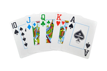 COPAG LEGACY 4-COLOR 100% PLASTIC PLAYING CARDS - POKER SIZE JUMBO INDEX BLUE/RED DOUBLE DECK MRCpoker