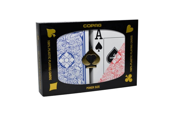COPAG LEGACY SERIES 100% PLASTIC PLAYING CARDS - POKER SIZE JUMBO INDEX RED/BLUE DOUBLE DECK SET MRCpoker