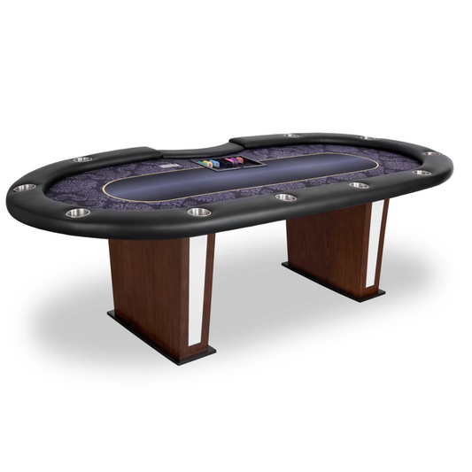 The Prestige 10-Player Poker Table - Purple Surface, Pedestal Legs MRCpoker