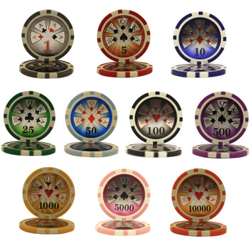 600 PCS 14g Laser Graphic High Roller Poker Set with Acrylic Case and Chip Trays MRCpoker