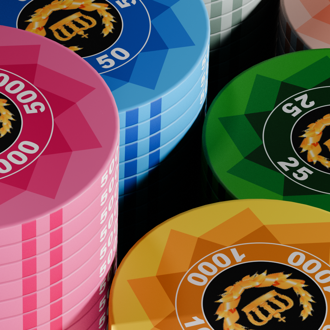 600 PCS Laurel Crown Ceramic Poker Chips Set with High End Acrylic Case MRCpoker