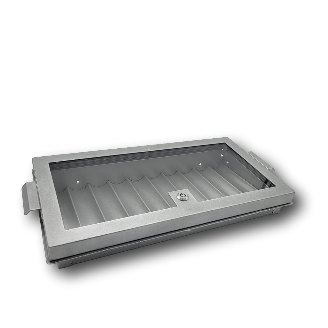 PROFESSIONAL METAL CASINO POKER CHIPS TRAY & LOCKING COVER - 10 ROW/ 600 CHIPS MRCpoker