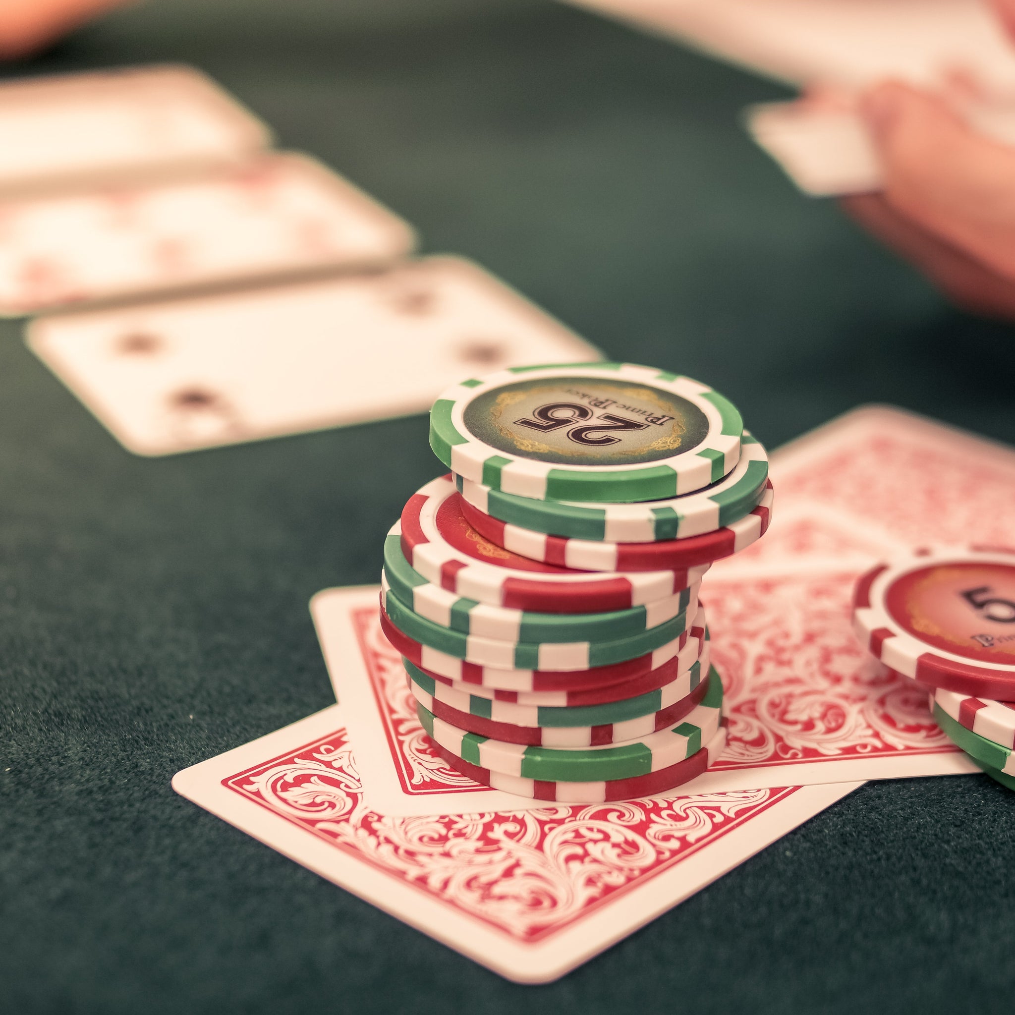 mrcpoker complete poker setup with playing cards chips and table mat