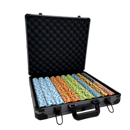 1000 PCS 14g Monte Carlo Poker Club Poker Set with Black Aluminum Case