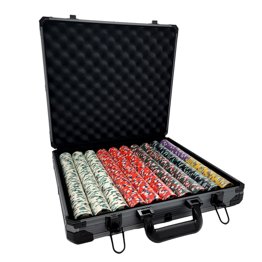 1000 PCS Knights Casino Poker Set with Black Aluminum Case