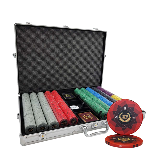 1000 PCS Laurel Crown Ceramic Poker Set with Silver Aluminum Case