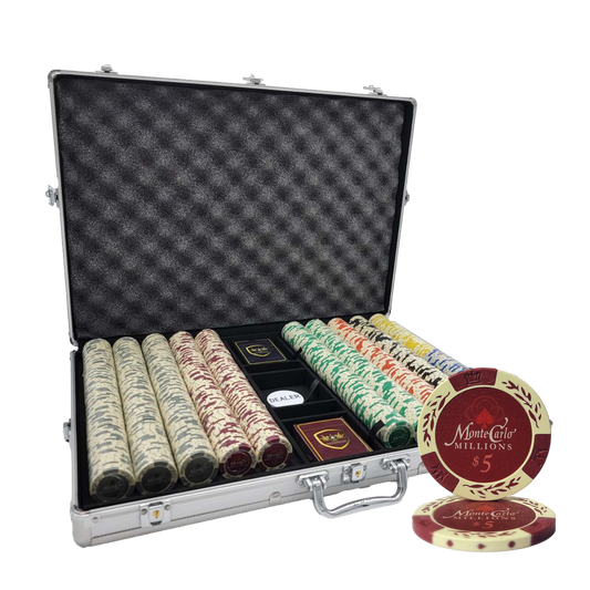 1000 PCS 14g Monte Carlo Millions Poker Set with Silver Aluminum Case