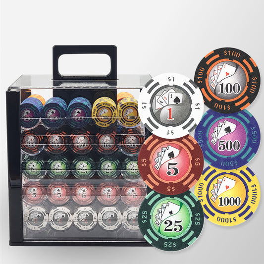 1000 PCS 14g Yin Yang Design Poker Chips Set with High End Acrylic Case MRCpoker