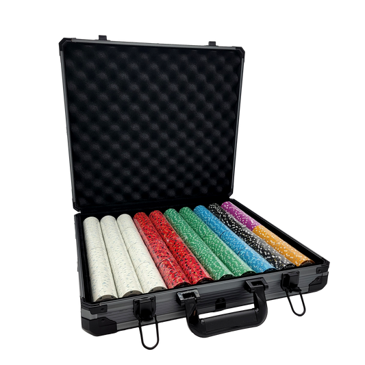 1000 PCS 14g Monte Carlo Poker Room Poker Set with Black Aluminum Case