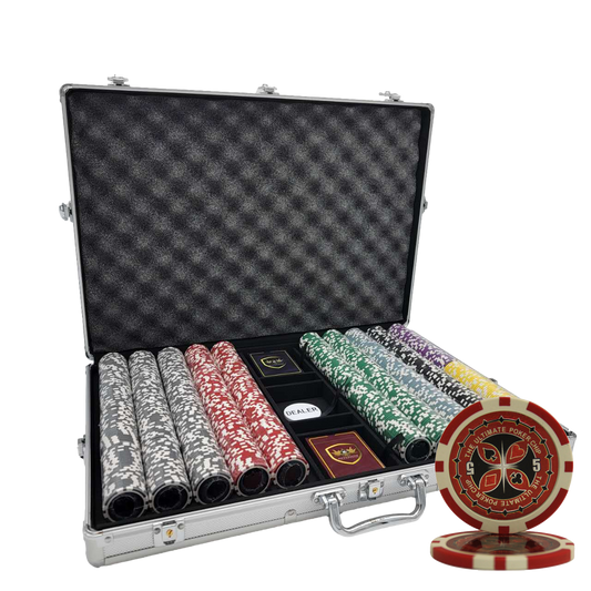 1000 PCS 14g Laser Graphic Ultimate Poker Set with Silver Aluminum Case