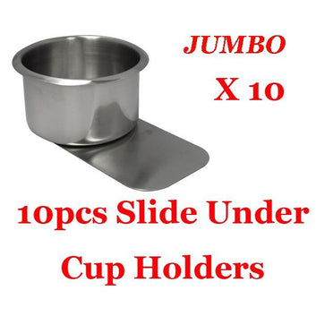 10PCS STAINLESS STEEL POKER TABLE SLIDE UNDER CUP HOLDER JUMBO SIZE