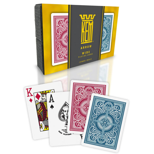 KEM ARROW RED/BLUE WIDE JUMBO PLASTIC PLAYING CARDS