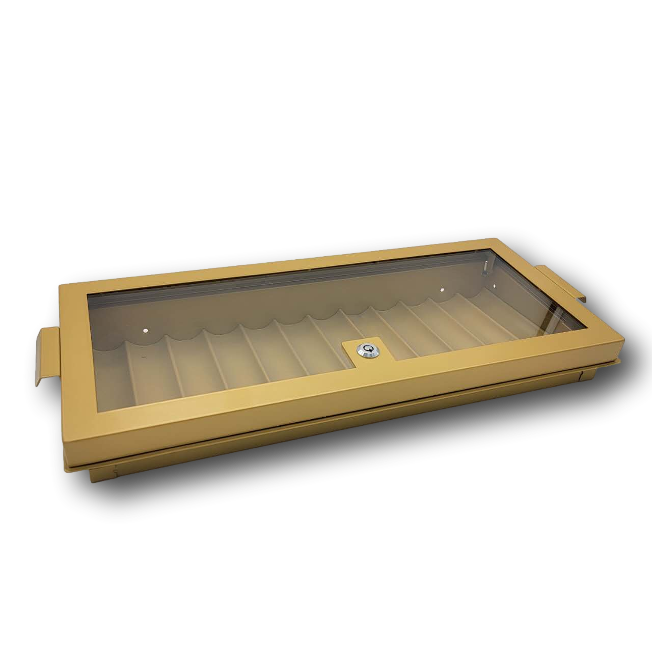 PROFESSIONAL METAL POKER CHIP TRAY & LOCKING COVER (12 ROW / 720 CHIP) GOLD