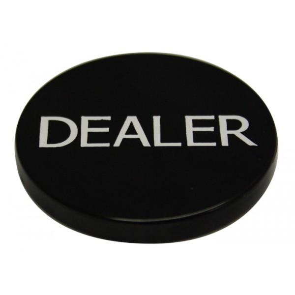 2 INCH DEALER PUCK ENGRAVED CASINO QUALITY - BLACK