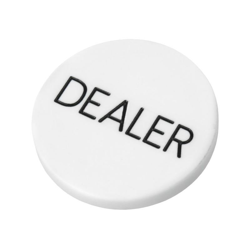 2 INCH DEALER PUCK ENGRAVED CASINO QUALITY - WHITE MRCpoker