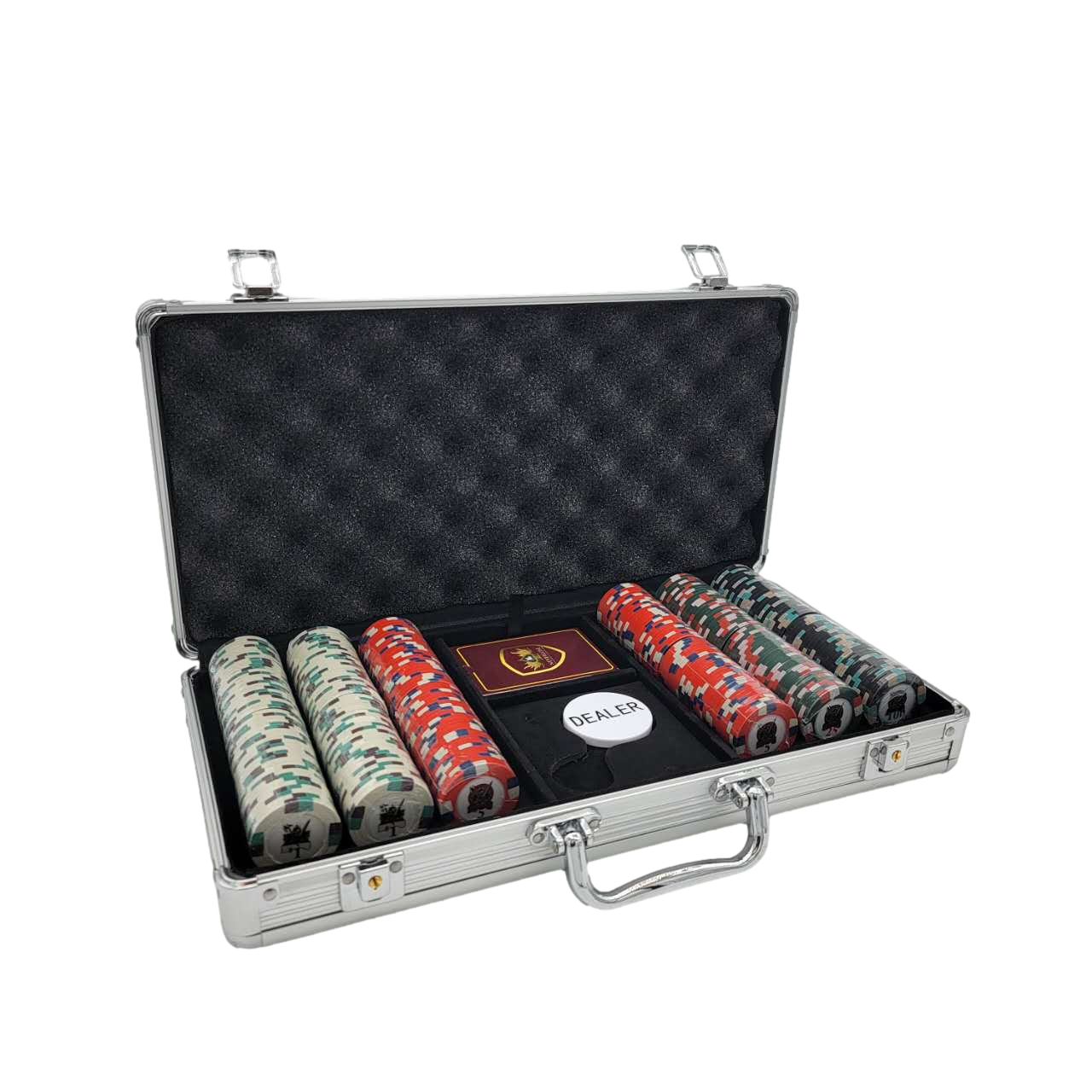 300PCS KNIGHTS CASINO POKER CHIPS SET WITH ALUMINUM CASE