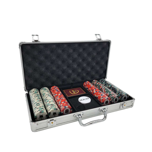 300 PCS Knights Casino Poker Set with Silver Aluminum Case