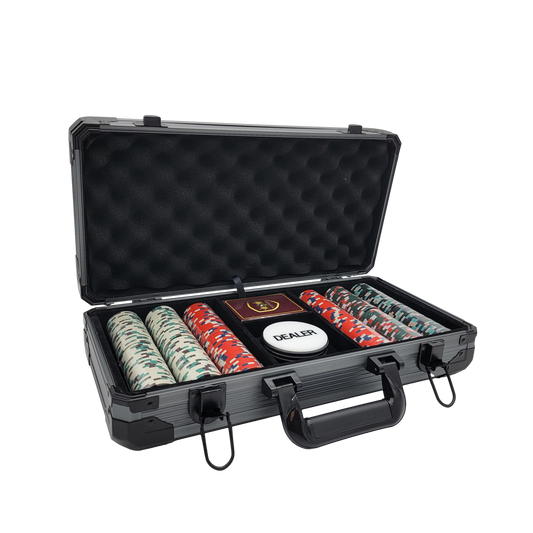 300 PCS Knights Casino Poker Set with Black Aluminum Case