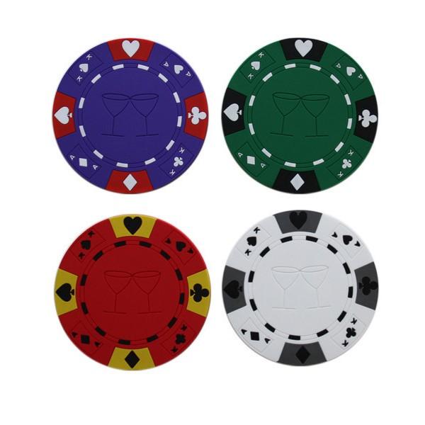 4 PCS POKER TABLE RUBBER COASTER