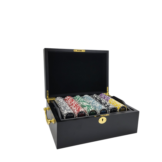 500 PCS 14g Laser Graphic Ace Casino Poker Set with Mahogany Case