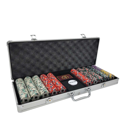 500 PCS Knights Casino Poker Set with Silver Aluminum Case