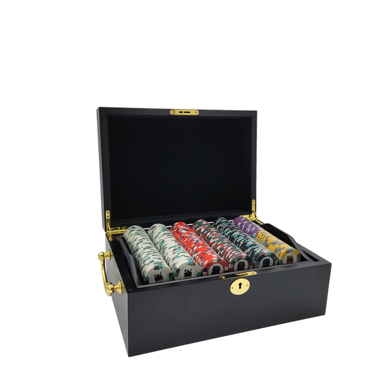 500 PCS Knights Casino Poker Set with Mahogany Case