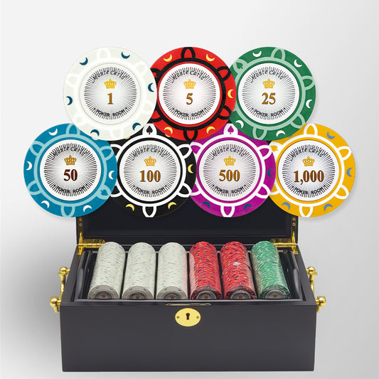 500 PCS 14g Monte Carlo Poker Room Poker Set with Mahogany Case