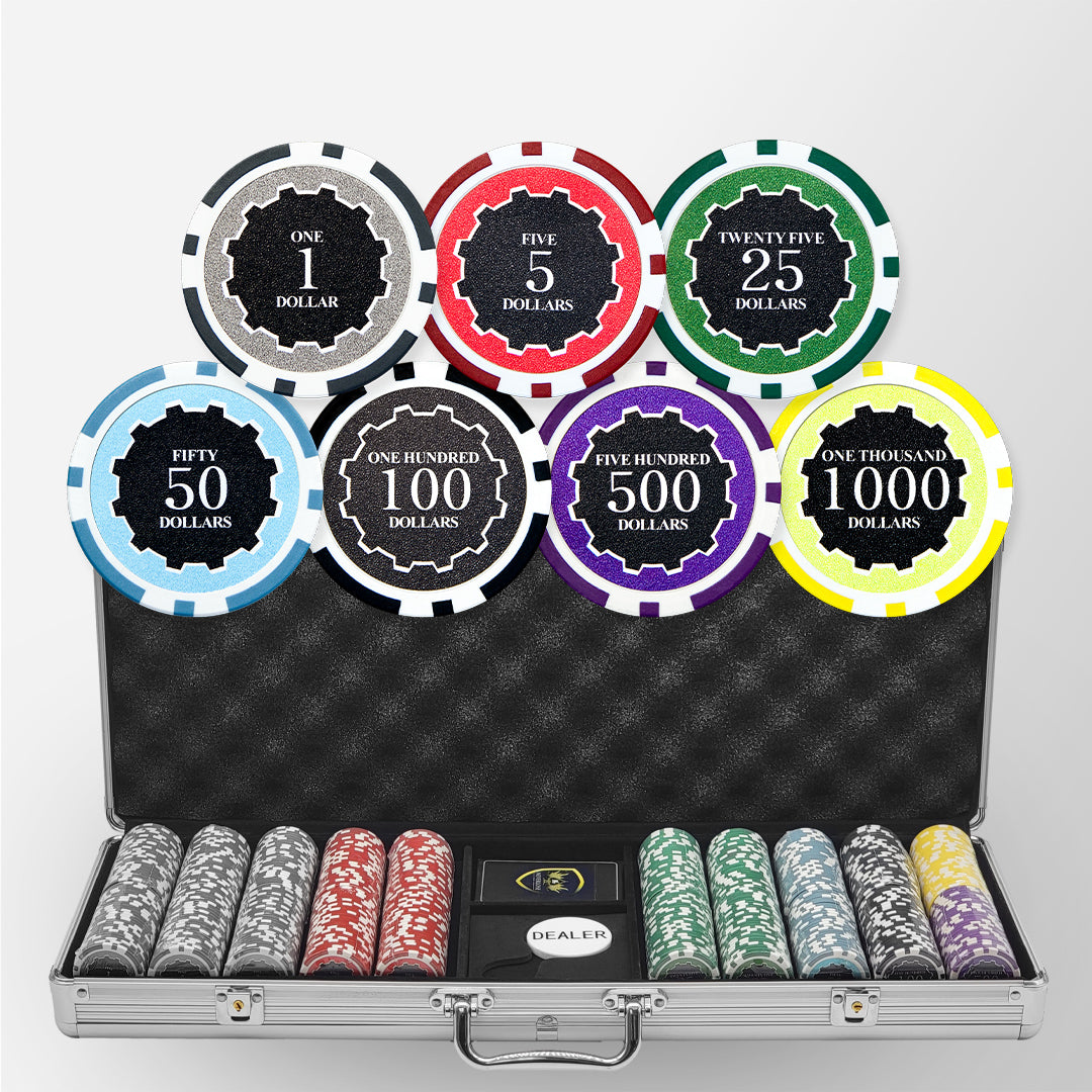 500 PCS 14g Eclipse Poker Chips Set with Silver Aluminum Case MRCpoker